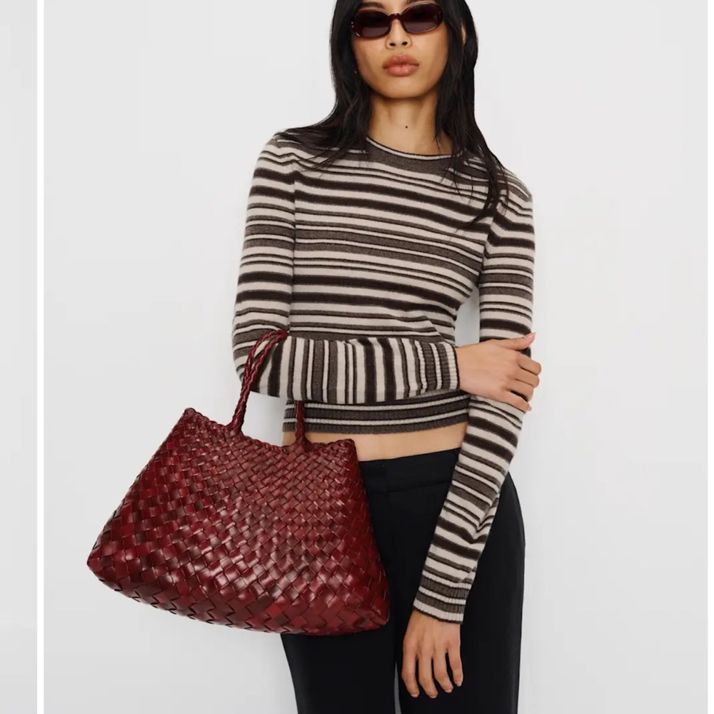 Reformation Cashmere Brown and White Striped Sweater